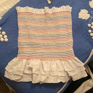 Smocked ruffle mini-flounce skirt